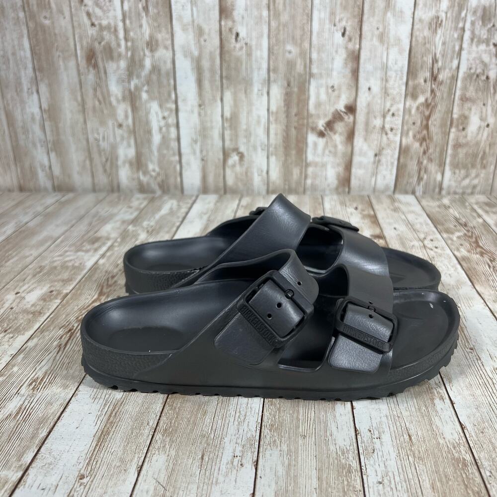 Birkenstock Two-Buckle Slide Sandals in Dark Gray